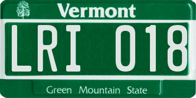 VT license plate LRI018