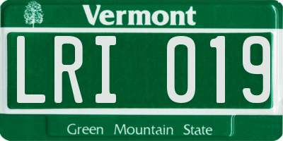 VT license plate LRI019
