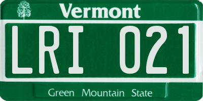 VT license plate LRI021