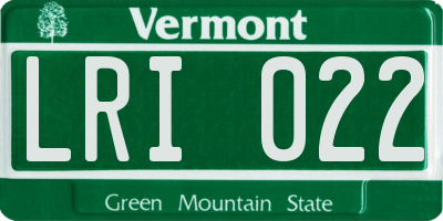 VT license plate LRI022