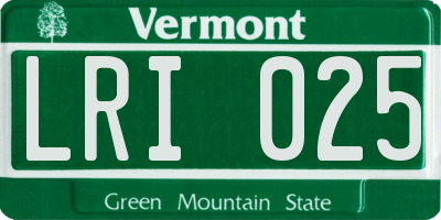 VT license plate LRI025