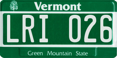 VT license plate LRI026
