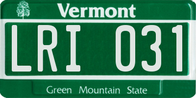 VT license plate LRI031