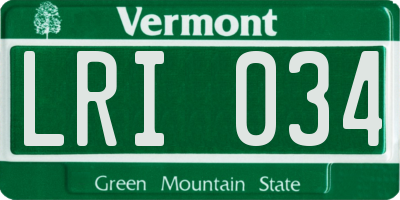 VT license plate LRI034