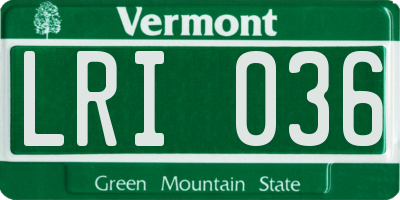 VT license plate LRI036