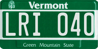 VT license plate LRI040