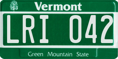 VT license plate LRI042
