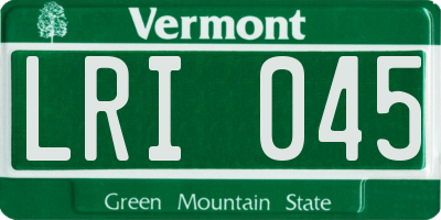 VT license plate LRI045