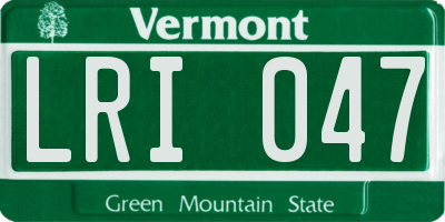 VT license plate LRI047