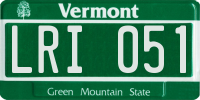 VT license plate LRI051