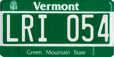 VT license plate LRI054