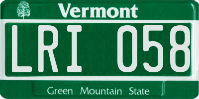 VT license plate LRI058