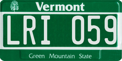 VT license plate LRI059