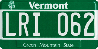 VT license plate LRI062