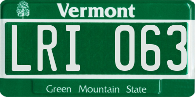 VT license plate LRI063