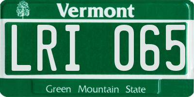 VT license plate LRI065