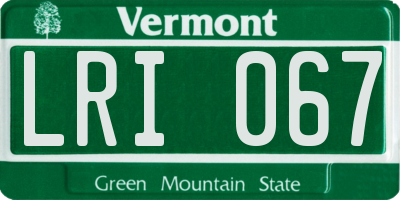 VT license plate LRI067