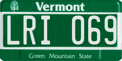 VT license plate LRI069