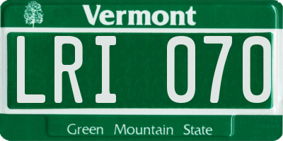 VT license plate LRI070