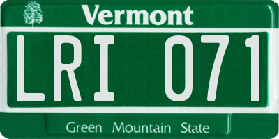 VT license plate LRI071