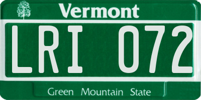 VT license plate LRI072