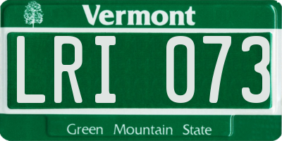 VT license plate LRI073