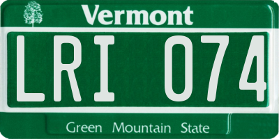 VT license plate LRI074