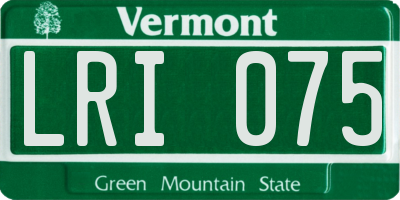 VT license plate LRI075