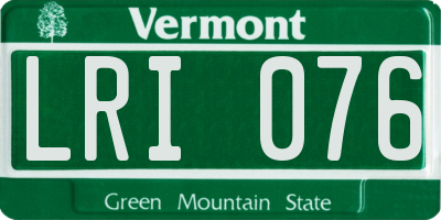 VT license plate LRI076