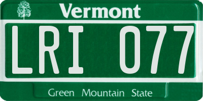 VT license plate LRI077