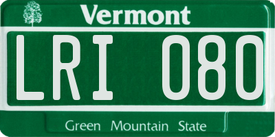 VT license plate LRI080