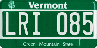 VT license plate LRI085