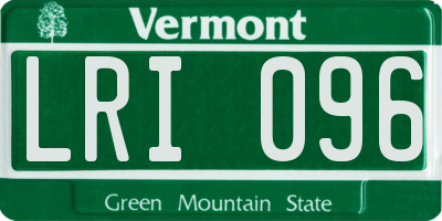 VT license plate LRI096