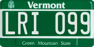 VT license plate LRI099