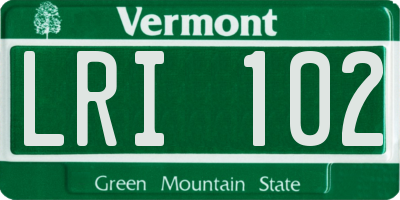 VT license plate LRI102