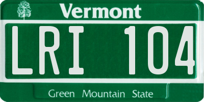 VT license plate LRI104