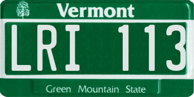 VT license plate LRI113