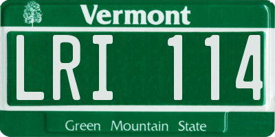 VT license plate LRI114