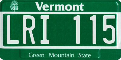 VT license plate LRI115