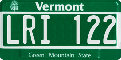 VT license plate LRI122