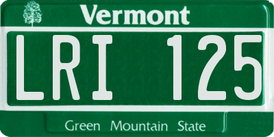 VT license plate LRI125