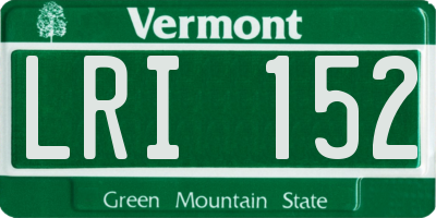 VT license plate LRI152