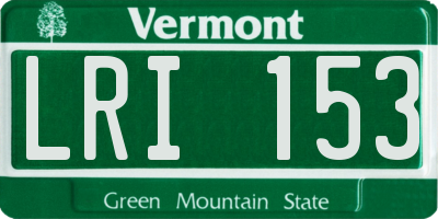 VT license plate LRI153