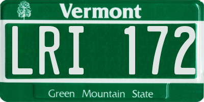 VT license plate LRI172