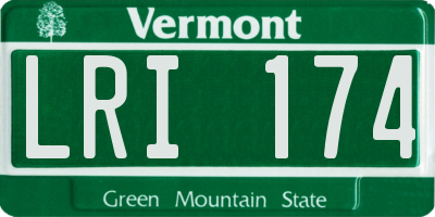 VT license plate LRI174
