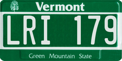 VT license plate LRI179
