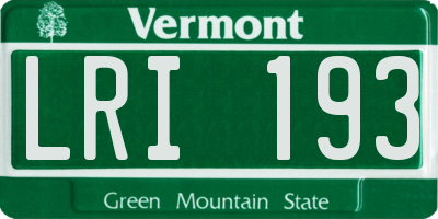 VT license plate LRI193