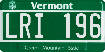 VT license plate LRI196
