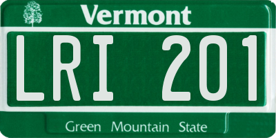 VT license plate LRI201