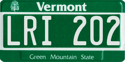VT license plate LRI202